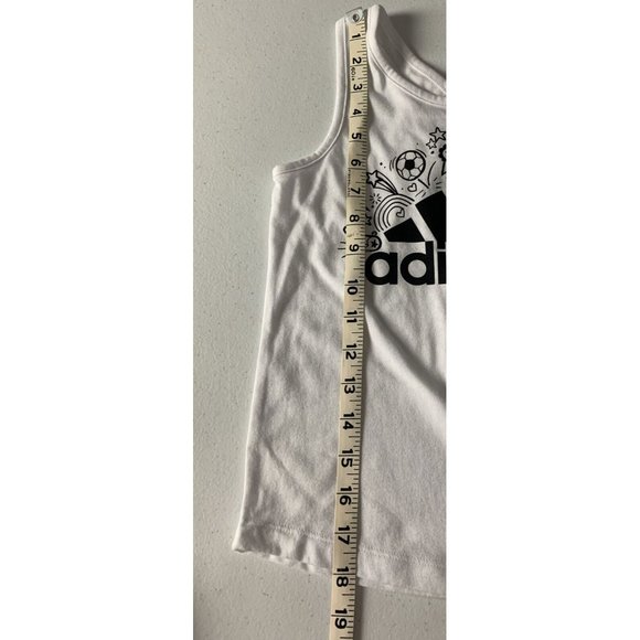 Sport Set 2pcs Adidas Girls Size 5  ADI Cotton Tank and Shorts Set White/Black - Picture 4 of 11